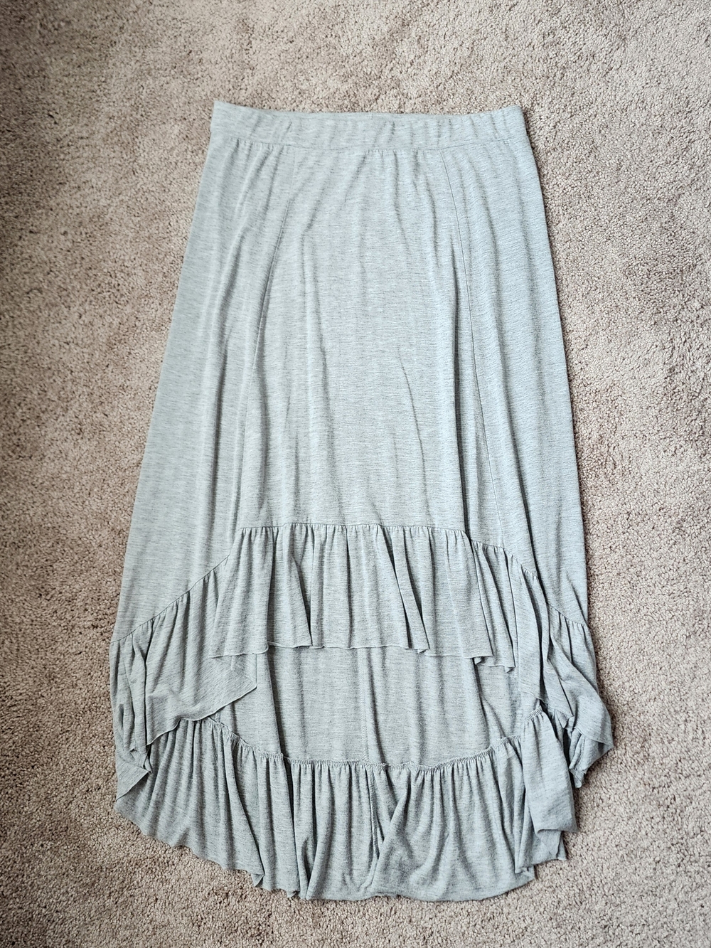 Light Gray Ruffle High-Low Skirt